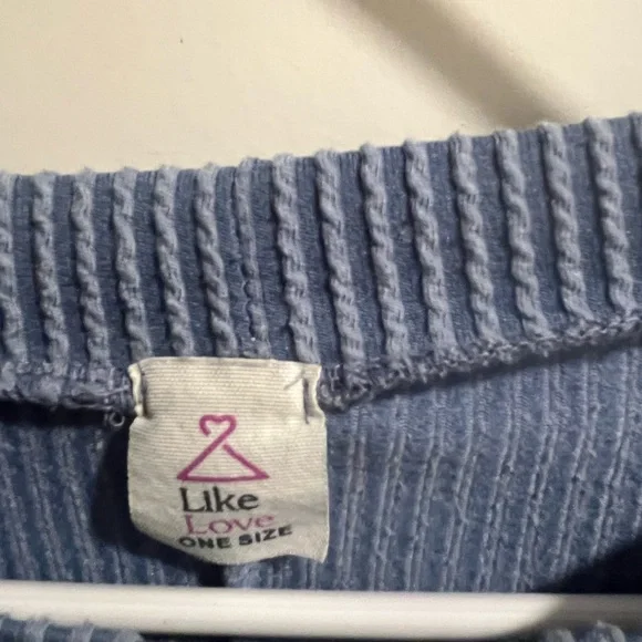 Oversized Ribbed Knit Top - Periwinkle - Picture 3 of 4